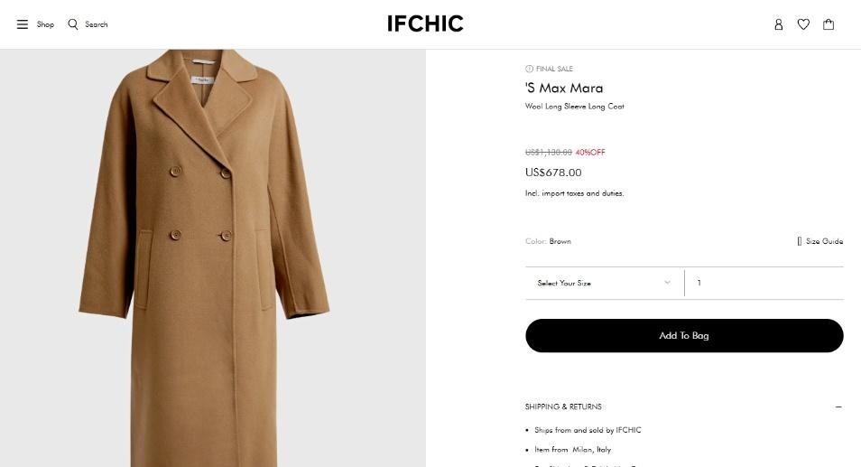 精品、選品、max mara、IFCHIC